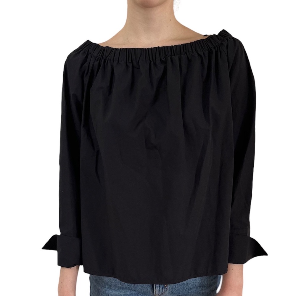 Zara Black Cotton Blouse Beautiful Button Cuffs Size Large